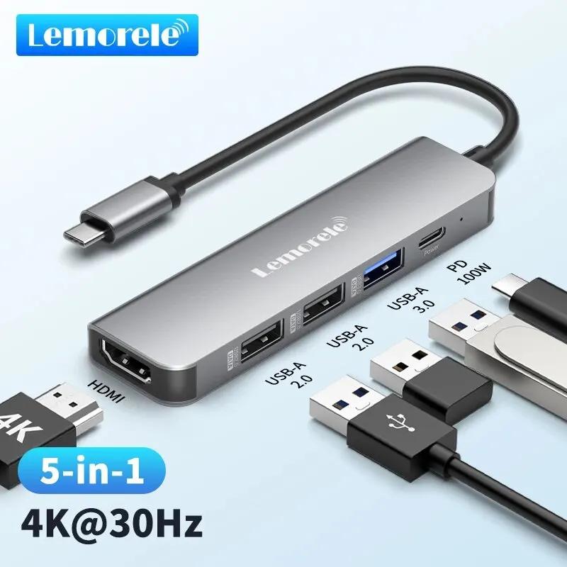 Lemorele USB , USB C 3.0 , 5 Ʈ ŷ ̼, CŸ , 4K30Hz HDMI ȣȯ USB 3.0 , ƺ  M1 е